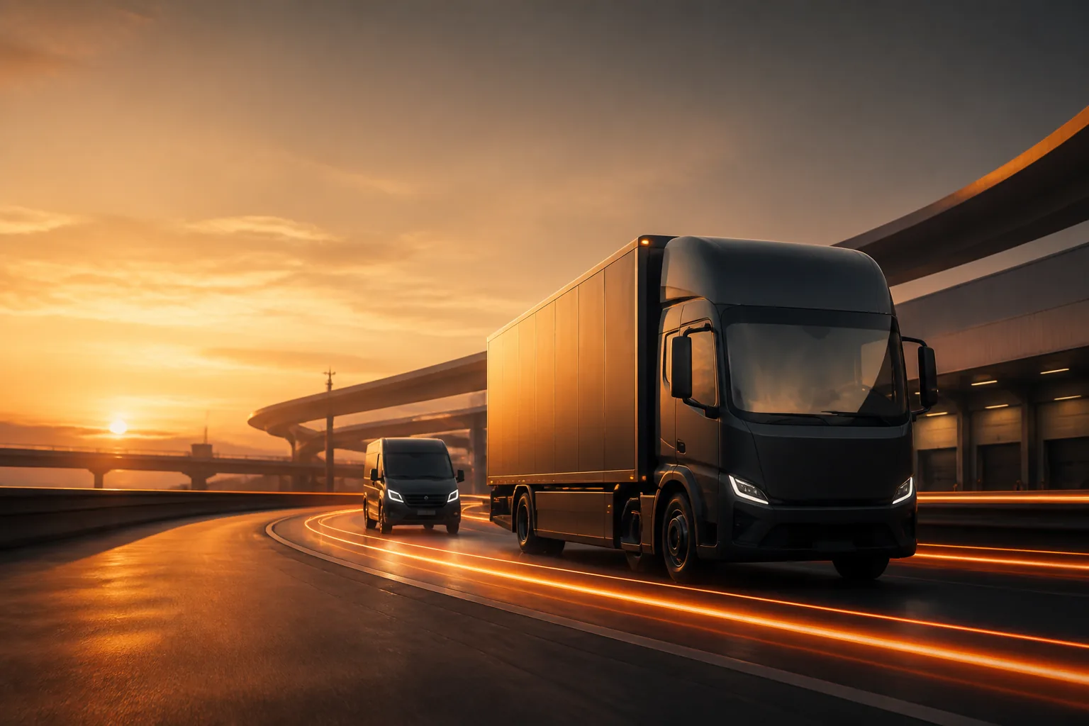 Fleet Pilot trucks operating on a highway
